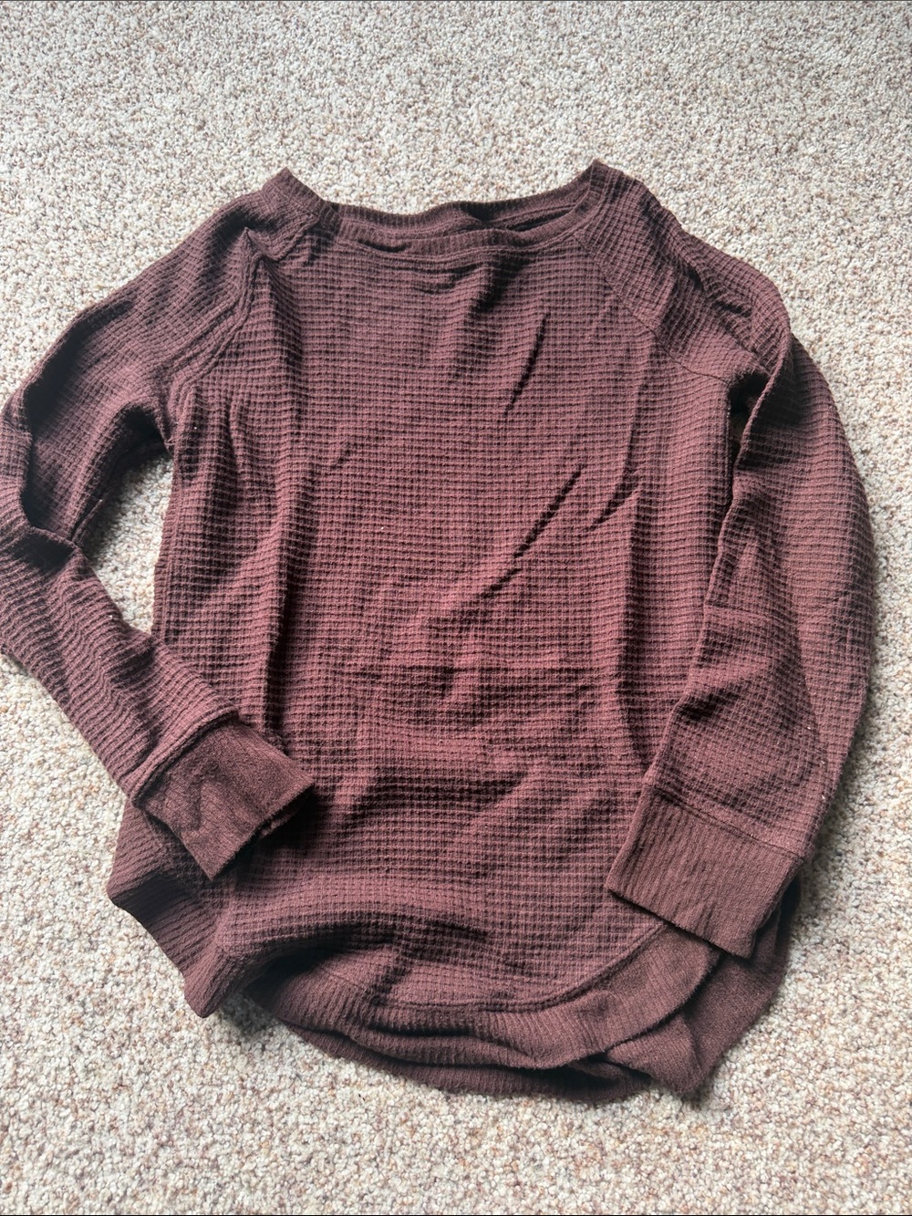 Maurices Waffle-Knit Scoop Neck Sweater - Chocolate Brown